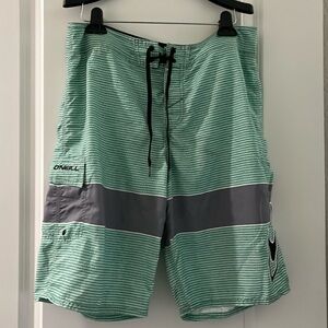 O’Neill men’s swim trunks green and gray size 32 gently worn